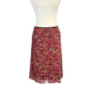 Wrapper women's midi skirt multicolor patterned size medium